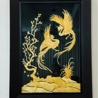 تابلو هنری سیمرغ کار دست ساقه گندم و جو‌