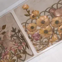 تابلو برجسته گل و پرنده