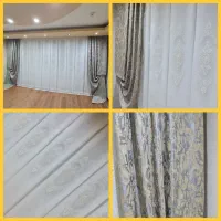 پرده پذیرایی ۶/۵ متری و کنار پرده طوسی آکبند حراج