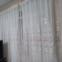 پرده حریر پلیسه سه گل