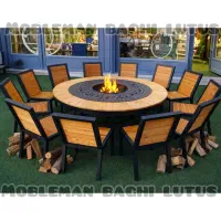 میزو صندلی باغی/صندلی چوب/فلز بدون دسته موکا