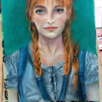 فروش تابلو چهره پاستل گچی ۳۵ * ۴۵ با قاب سفید