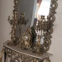 آیینه وشمعدان برنز|بوفه، ویترین، کنسول|خوی, |دیوار