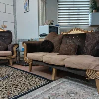 مبل ۷ نفری با نشمین وجلو مبلی عسلی|مبلمان خانگی و میز عسلی|فرخشهر, |دیوار