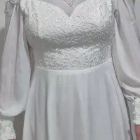 پیراهن سفید سنگ دوزی مناسب عقد و نامزدی