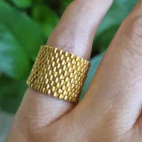انگشتر  و گوشواره منجوقبافی آبکاری طلا