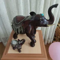 فیل بزرگ و کوچک تمام چوب دکوری