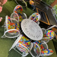 میز صندلی باغی ویلایی /اتشدان دو حالته سفید