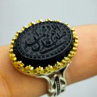 انگشتر نقره نگین عقیق مشکی