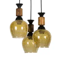 لوستر سه شاخه چوب و فلز|لوستر و چراغ آویز|کرمانشاه, |دیوار