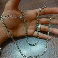 زنجیر و دستبند و انگشتر نقره موزنایت تایلندی