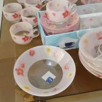 ۱ دست فنجان‌نلبکی پویم صورتی فرانسه وکاسه آبگوشت
