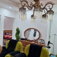 لوستر ۶ شاخه برنزی طرح گل|لوستر و چراغ آویز|اهواز, فرهنگ شهر|دیوار