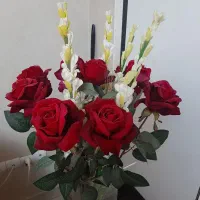 گل مصنوعی گل رز گل مریم گلدان بامبو