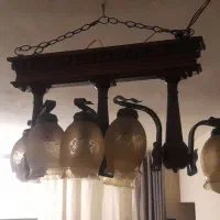 لوستر سقفی چوبی ۶ شاخه گل لاله