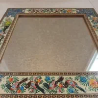 آینه معرق اصفهان طلاکوب گلمرغ دیواری آبی رنگ نو