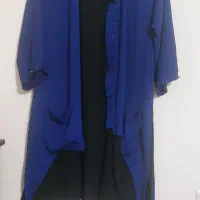 مانتو یا سارافون کرپ حریر کاربنی و لباس تدی