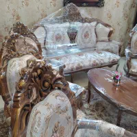 مبل سلطنتی استیل 9 نفره چوب گردو منبت کاری نو نو