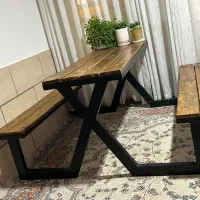 نیمکت.میز دوطرفه و سطل زباله باغی و پارک