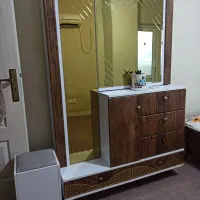 کمد آرایشی/قابل جدا شدن 3 تکه/آینه طلایی/کشو مخفی