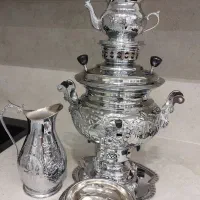 سماور گازی طوفان ۶ لیتری به همراه قوری و پارچ و..