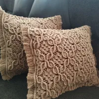 کوسن مکرومه بسیار شیک طرح برگ
