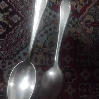 یک جفت قاشق سوپخوری تمام نقره140گرم عتیقه اصل