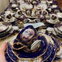 سرویس چینی سورمه ای لیلی و مجنون یاماسن ژاپن|ظروف سرو و پذیرایی|تهران, ارم|دیوار