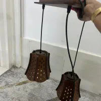 لوستر چوبی  سه شاخه|لوستر و چراغ آویز|بروجرد, |دیوار