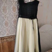 پیراهن دخترانه مجلسی مشکی لیمویی