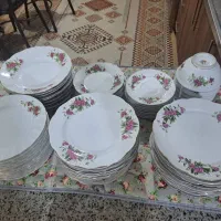 تعداد زیادی ظروف گل سرخی و ....