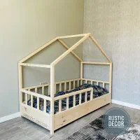 تخت خواب نوجوان مونته سوری چوبی روستیک دکور