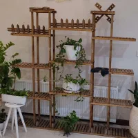 استند گل و گلدان چوب اصل - تمیز سالم بزرگ