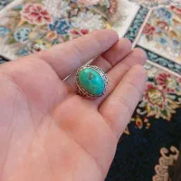 انگشتر نقره با سنگ فیروزه اصل|جواهرات|لنجان, |دیوار