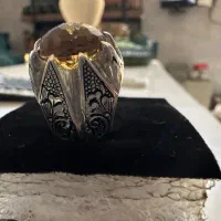 انگشتر نقره قلم زنی نگین سیترین