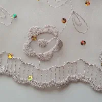 پارچه خرجکار تور پولکی شاین دار نباتی