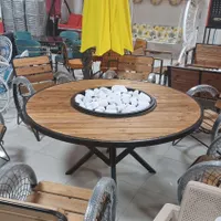 مبلمان باغی مدل آتشدان و چوب ترمو شش نفره