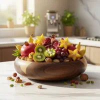 کاسه چوبی میوه خوری یا جا میوه ای