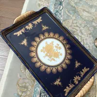 سینی و بستنی خوری عتیقه طلا کوبی ۲۴ عیار