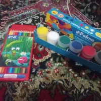 لوازم تحریر گواش ۶ عدد و مدادرنگی ۱۲ تایی نو