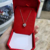 پلاک زنجیر تک نگین مکعبی نقره اصلی|بدلیجات|کرمانشاه, |دیوار