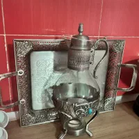 سینی پذیرایی به همراه قوری وارمر دار|ظروف سرو و پذیرایی|گنبد کاووس, |دیوار