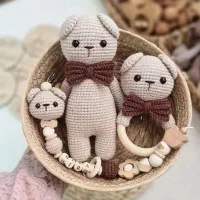 ست سیسمونی بافتنی عروسک جاکلیدی آویز ماشین