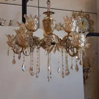 لوستر ۱۰شاخه ۱۵شعله واژگون سنگین پرکار برنز سوگلی|لوستر و چراغ آویز|زنجان, |دیوار