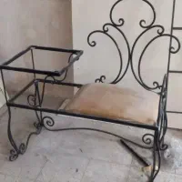 میز تلفن فرفوژه با شیشه سالم