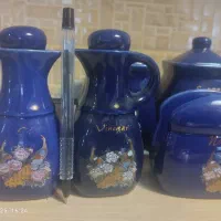 سرویس پا سماوری سورمه ای طرح طاووس