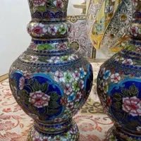 جفت گلدان بزرگ مینا کاری