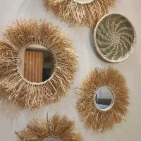 آینه و دیوارکوب رافیا طبیعی