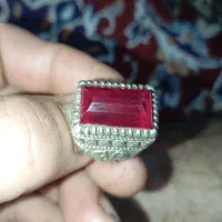 نگشتر یاقوت اصل قدیمی دست ساز با رکاب نقره|کلکسیون اشیاء عتیقه|تربت جام, بیست متری منبع آب|دیوار