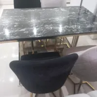 میز نهارخوری ۴ تفره ، پایه استیل طلایی